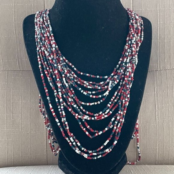 Women Necklace Multi Color Beads Multu Layer Statement Jewelry Necklace - Picture 7 of 9